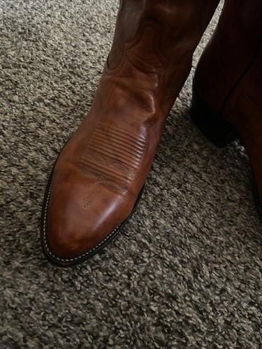 VINTAGE TONY LAMA Wingtip Brown Cowboy Boots MEN'S SZ 12 USA Very Good Cond. - Picture 3 of 18