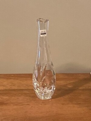 NIB Miller Rogaska Covington Full Lead Crystal Bud Vase Clear Slovenia 8'' Signed