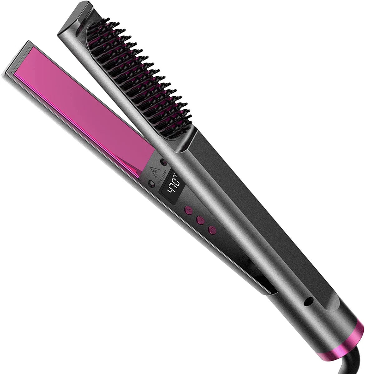Flat Iron 2 In 1 Hair Straightener Curler 30S Fast Heating 1 Inch Professional