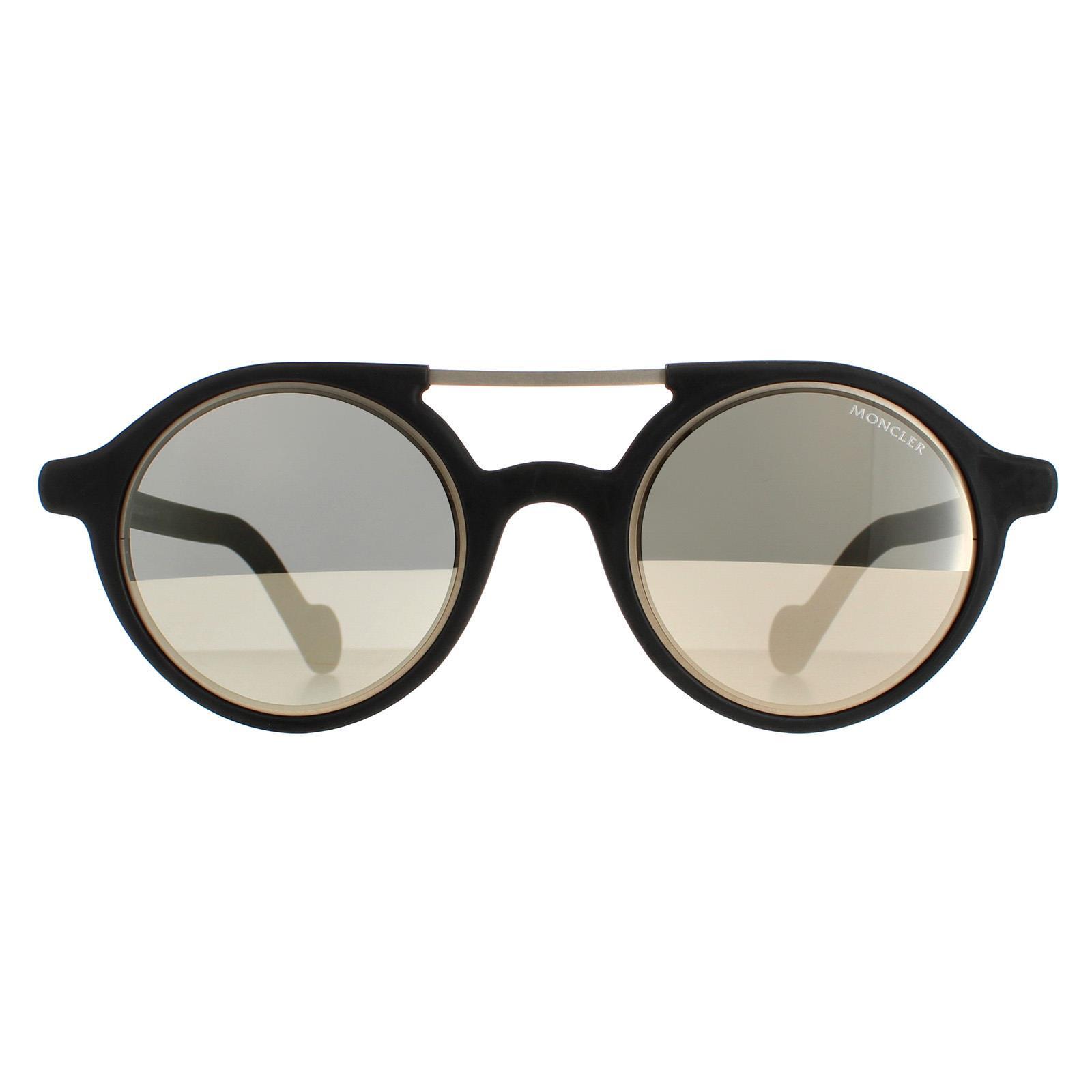 Moncler Sunglasses ML0083 02C Rubber Black Silver Mirror | eBay