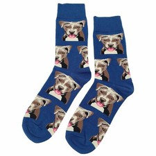 NWT Fun Dog Dress Socks Novelty Men 8-12 Blue Crazy Fun Sockfly