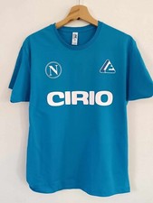 NAPOLI CIRIO T-Shirt 80er Jahre MARADONA Nummer 10 1984 1985 100% Baumwolle hellblau