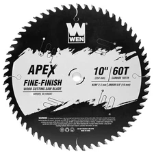 WEN BL1060C Apex 10" 60-Tooth Carbide-Tipped Fine-Finish Saw Woodworking Blade