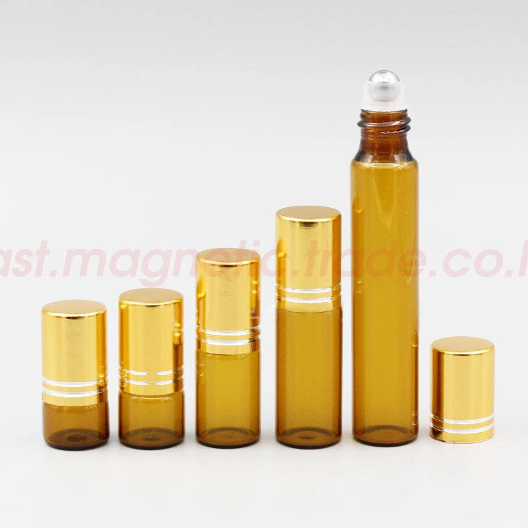 Tubos de óleo essencial bola rolo metal vidro âmbar rolo em garrafas 1 ml -10 ml - Imagem 3 de 4