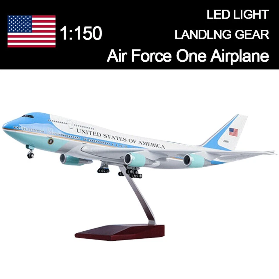 1/150 Diecast Airplane Toys Air Force One Airlines Model with Lights&Undercarria - Image 2 of 4