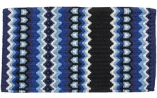 Western Wool Show Saddle Blanket - 34"x40"- Black - R Blue - Ice Blue - Cream 