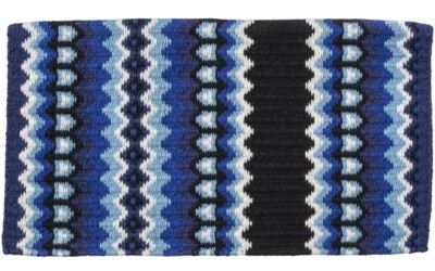 Western Wool Show Saddle Blanket - 34''x40''- Black - R Blue - Ice Blue - Cream 