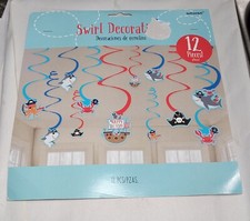12 Piece Pirate Swirl Hanging Decorations Childrens