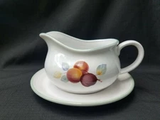 Vintage Int'l Tableworks-Int'l China Stoneware-Japan-Gravy Boat with Tray