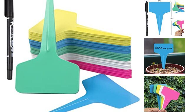 100Pcs Colorful T-Type Garden Markers for Plants-image