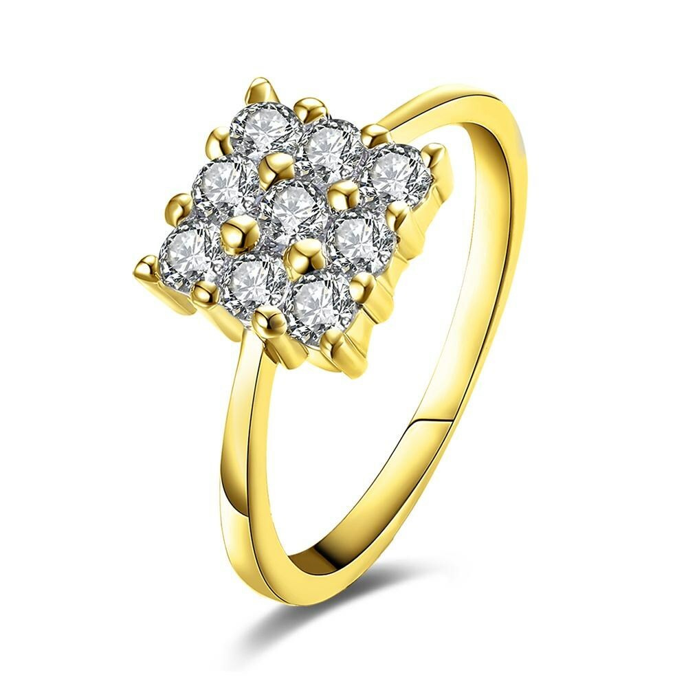 Womens Gold Plated Elegant Micro Pave AAA CZ Engagement Wedding 