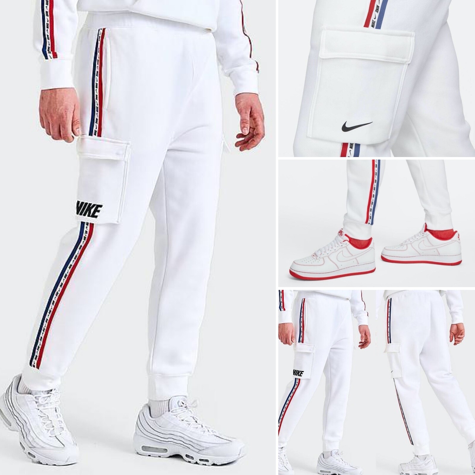 NWT Nike Sportswear NSW Repeat Fleece Cargo Pants Joggers DM4680 100 XL  White | eBay