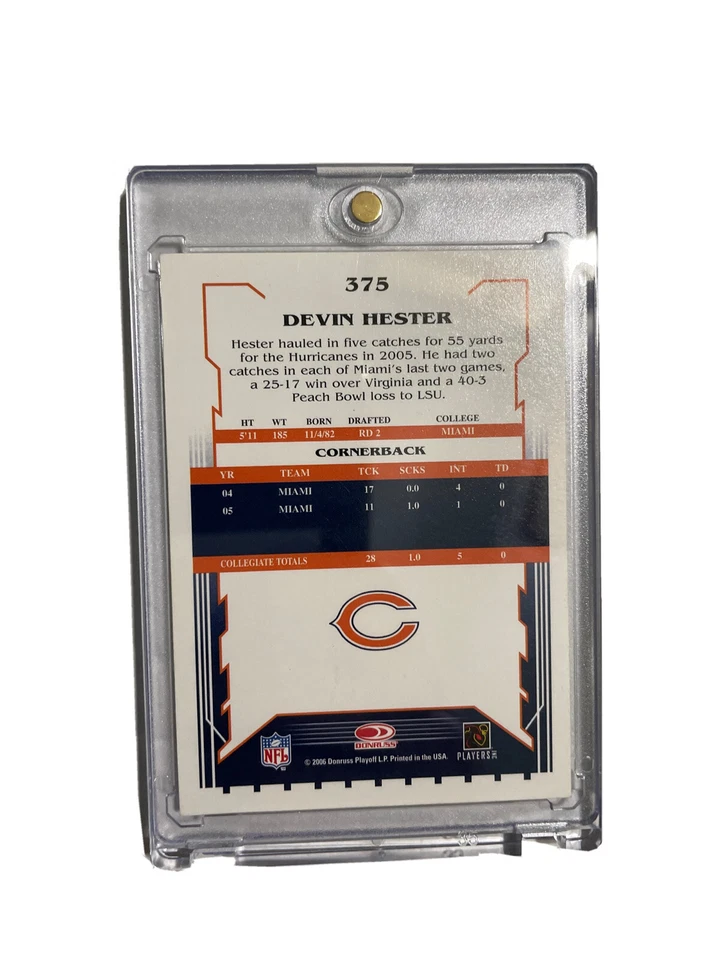 2006 Score  #375 Devin Hester Chicago Bears RC - Image 2 of 2