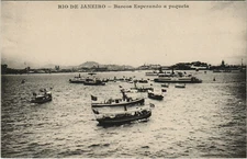 PC BRAZIL, RIO DE JANEIRO, BOATS WAITING, VINTAGE POSTCARD (B36175)