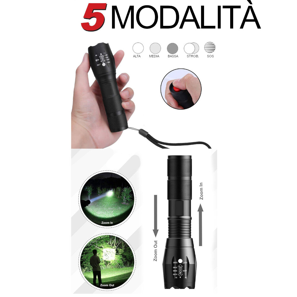 Torcia Led Militare Tattica Ricaricabile Elettrica Professionale Potente Kit | Leroy Merlin Torcia Led Militare Tattica Ricaricabile Elettrica Professionale Potente Kit | Leroy Merlin