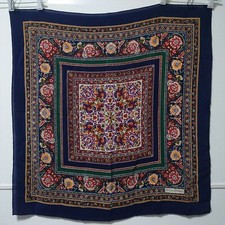 Yves Saint Laurent scarf 82cm 31 square silk paisley navy