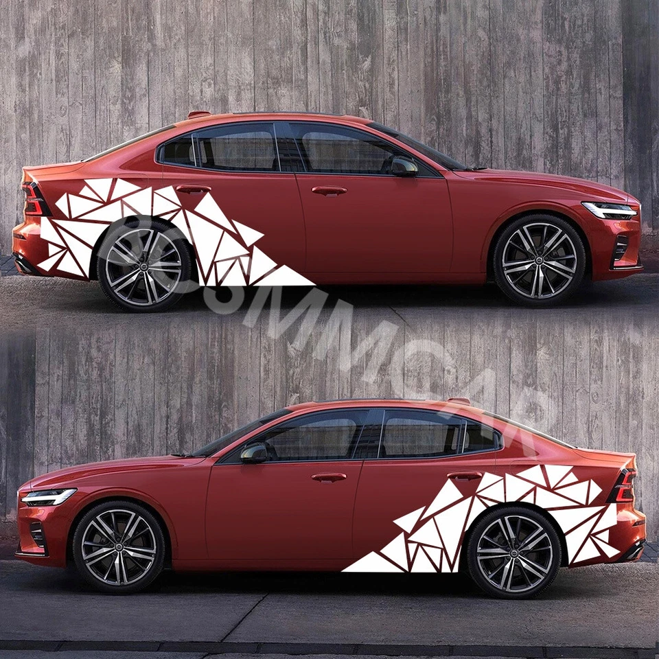 Adesivo de carro independente triângulos brancos design gráfico decalque de vinil à prova d'água - Imagem 4 de 4