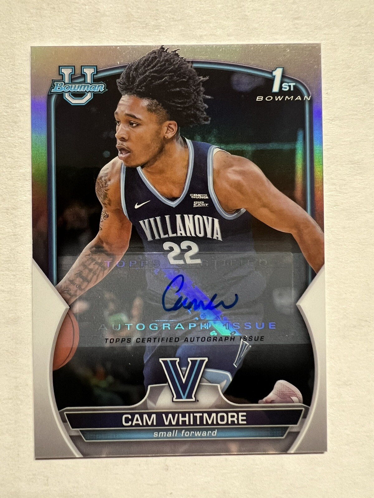 2022-2023 Bowman Chrome U Cam Whitmore /499 Auto Refractor 1st Bowman #22 Nova