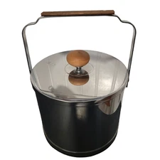 Vintage Atapco Silver MCM Chrome Barware Ice Bucket With Tongs