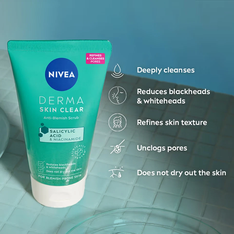 Nivea Face Derma Skin Clear Anti-Blemish Scrub - 150 ml - Image 3 of 4