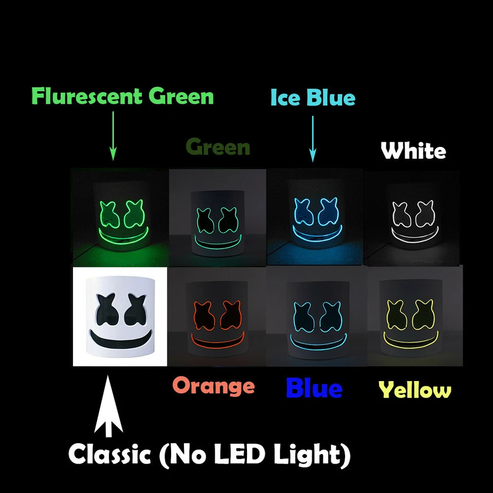 DJ MarshMello Máscara LED Casco para Fiesta Rave Juegos con disfraces Disfraz Utilería Festival de Música Foto 3 de 3