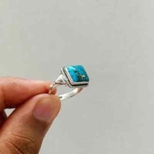 Blue Copper Turquoise Solid 925 Sterling Silver Beautiful Ring, All Size M626