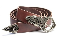 Wikinger Gürtel braun 165 x 3cm Schnalle u Riemenzunge Mittelalter Reenactment