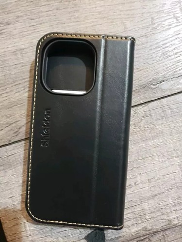 SHIELDON Wallet Case for iPhone 16 Pro 5G, Genuine Leather, Detachable, Black - Zdjęcie 4 z 13