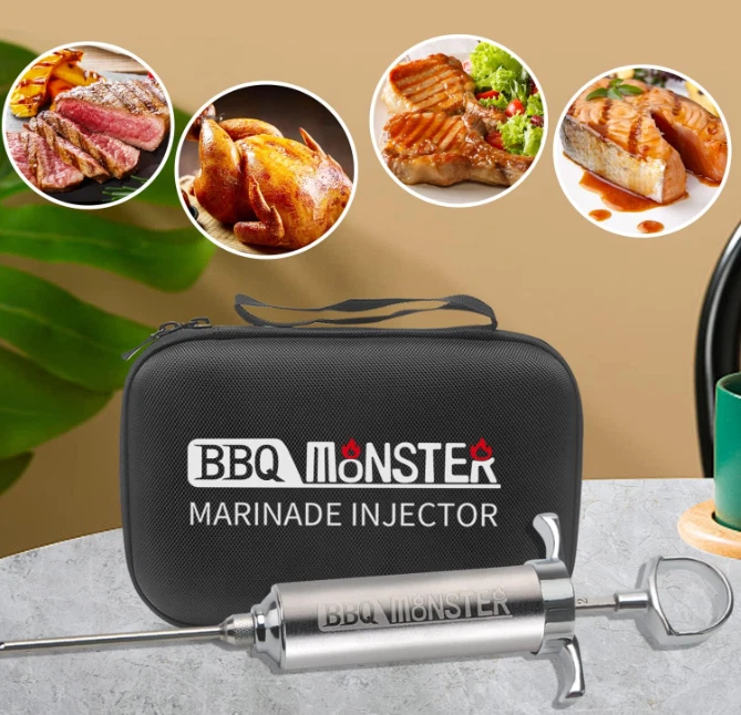 Kit inyector de carne para barbacoa - 4 agujas, 2 oz - para parrilla, ahumador, pavo, pechuga Foto 4 de 4