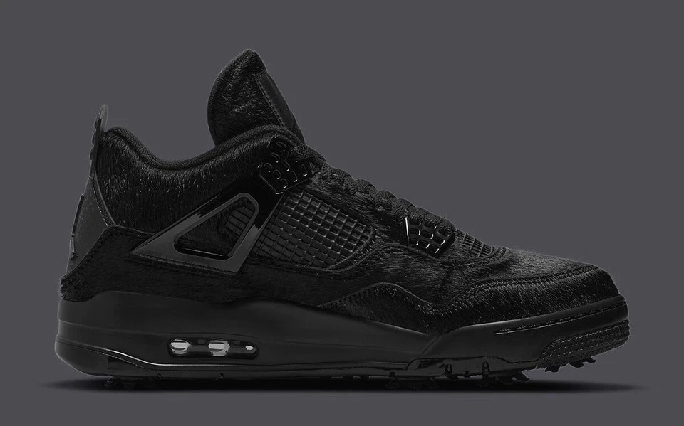 Zapatos de golf para hombre talla 11,5 Air Jordan 4 'cabello de pony de gato negro' CU9981-001 sin tapa Foto 3 de 4