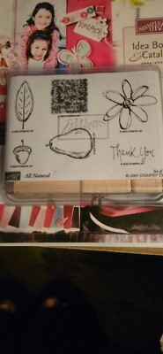 Stampin Up All Natural Set of 6 2003 Stamp Flower Pear Acorn Leaf Thank You
