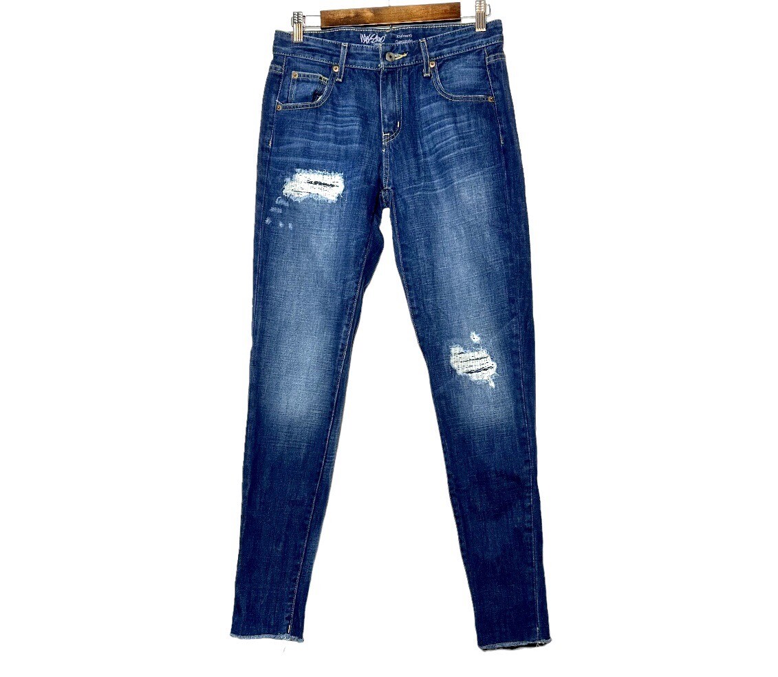 Mossimo Jeans Womens Size 26 Blue Denim Boyfriend Garconne Distressed 5-Pocket