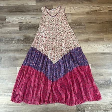 Victoria Holley 90s Floral Colorblock Maxi Dress Cottagecore Boho Rayon Size 1X