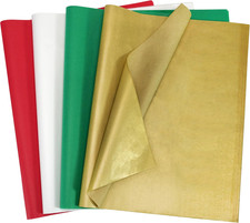 120 Sheets Christmas Tissue Paper 20" x 14" Red Green Gold White Gift Wrap