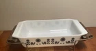 Vintage Pyrex Black Rooster Sunflower 575-B Space Saver Casserole & Caddie 1958
