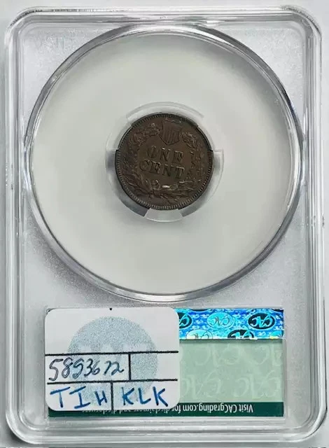 1870 Small Cents Indian Head Penny CACG XF 45 BN CAC - Image 2 of 3
