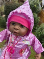 dunkle Zapf Puppe Chou Chou Rock-o-bye 48 cm Babypuppe einige Funktionen defekt