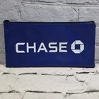 Vintage Chase Bank Cash Money Safe Deposit Bag Blue With Logo & Zipper JP Morgan