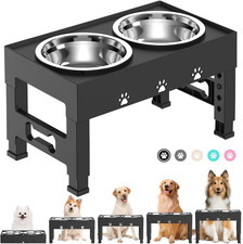 Elevated Dog Bowls with 2 Stainless Steel Bowls, Raised Dog Food Bowl Stand 5 He