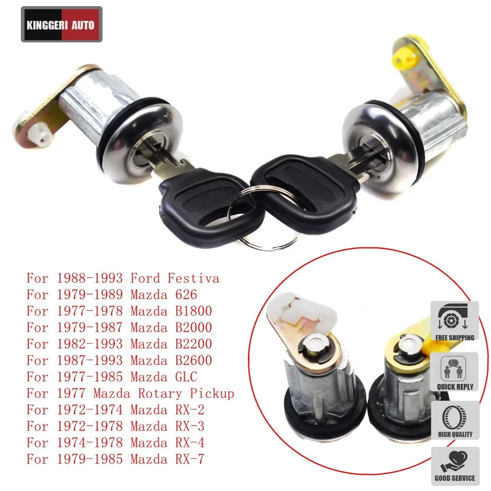 For Mazda 79-87 B2000 82-93 B2200 87-1993 B2600 88-93 Festiva RX-7 2x Door Lock - Image 3 of 4