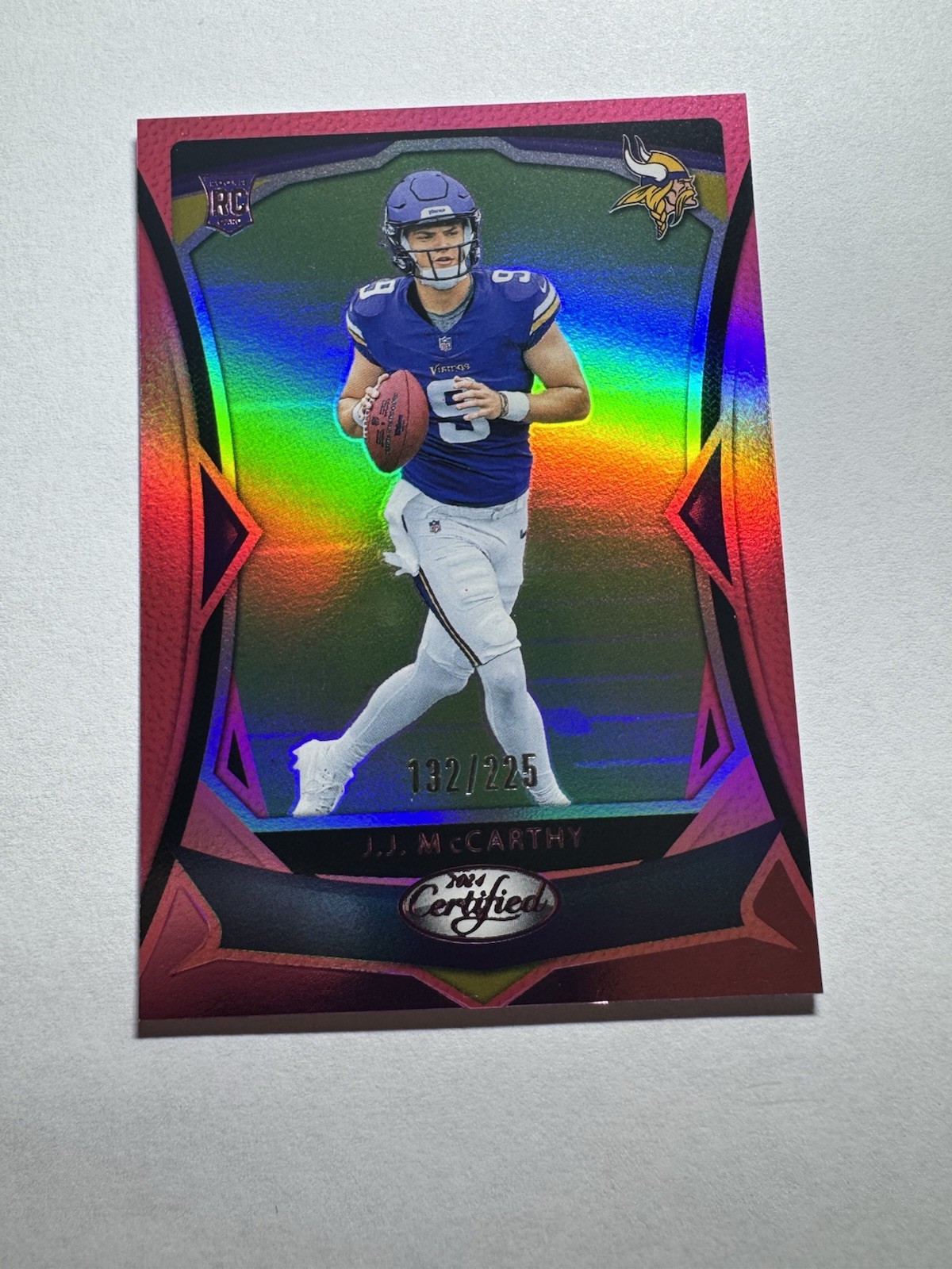 2024 Panini Certified - Rookies J.J. McCarthy #108 Mirror Pink /225 (RC)