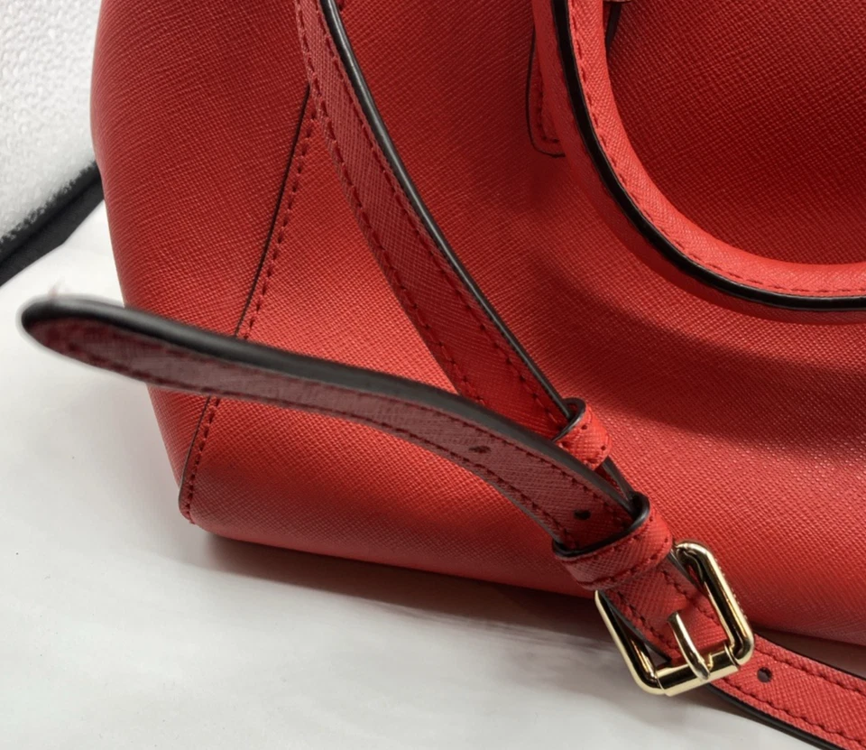 Michael Kors Ciara Saffiano Red Leather Satchel Crossbody Purse Detachable Strap - Image 4 of 4