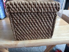 Rattan Box Storage Baskets with Lid Handwoven Round Woven