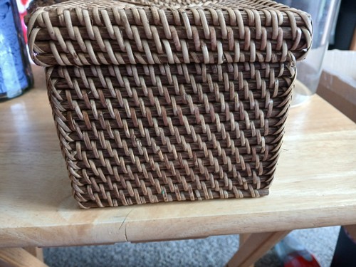 Rattan Box Storage Baskets with Lid Handwoven Round Woven