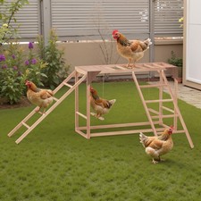 Chicken Perch w/Ladder Swing  Ramp for Coop, Chicken Roosting Bars for Chickens