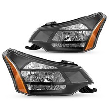 2008-2011 Focus Headlight Set Black Amber Reflector Driver Passenger Side