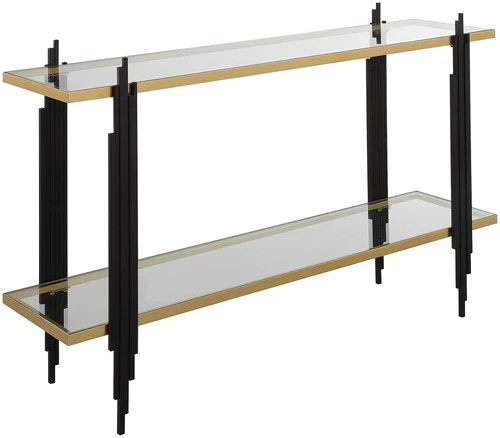 Uttermost 22992 Empire 52"W Glass and Iron Table - Gold - Picture 1 of 5