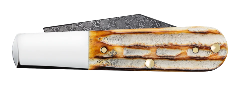 Case xx Knives Barlow Jigged Burnt Natural Bone 27232 Damascus Pocket Knife - Image 3 of 4