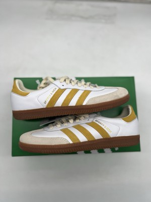 Size 7 - Adidas Samba OG Sporty & Rich White Bold Gold IF5661 Yellow NEW Gum