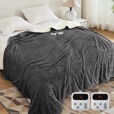 Heated Blanket Electric Blanket King Size 90 in x100 in, w/Dual Control,10 He...